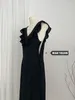Robes décontractées Summer Français Vintage sans manches Robe de bal Femme 2024 Maxi Black V-Neck Robe One-Piece Vêtements TUNIC DESIGNORE