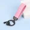 7 Colors High-Grade Embossed Business Leather Keychain Wide Sheepskin Metal Car Keychain Bag Accessory Pendant Wholesale