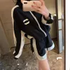 Womens Tracksuits Classic Minimalist Basic Light Nylon Jacket Shorts Spring Autumn Black and White Contrasting Letter Print Loose Casual