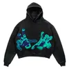 Oversized Palm Fancy Print Hoodie Mannen en Vrouwen Punk Y2K Straat Losse Casual Gothic Retro Kleding Tops Hoodies 240131