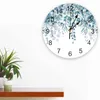 Wall Clocks Watercolor Plants Eucalyptus Leaves Rural Retro Printed Clock Modern Silent Living Room Home Decor Hanging Watch