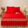 Bedding Sets Winter Warmth Princess Style Bed Skirt Fitted Sheet Padding Beadspread European Embroidery Lace 3pcs Set