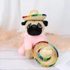 Cão vestuário 16cm acessórios para perros mini cães de estimação chapéu de palha sombrero gato sol praia festa chapéus roupa cachorro
