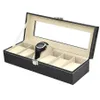 Boîtes à montres en Faux cuir, présentoir à 6 grilles, boîtier de rangement noir, organisateur 1273h