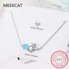 Pendants MEEKCAT 925 Sterling Silver Small Fresh Blue Fantasy Planet Necklace Universe Aurora Fashion Trend Sweet ED198