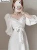 Robes décontractées Femmes Été automne 2024 Fashion Elegant Midi Dob Office Dame Vêtements féminins Solie A-Line