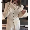 Women's Knits 2024 Winter Sweet Long Sleeve Single Breasted Ladies Cardigans Women Gyaru Solid Color Knitting Casual O-Neck Sexy Sweater