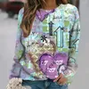 Dames T-shirts Vintage katoenen T-shirt voor liefde hart print Harajuku trui herfst oversized sweatshirt dameskleding tops