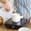 Pot à lait de style japonais de 500 ml avec manche en bois, mini cafetière à beurre en émail, casserole, ustensiles de cuisine pour cuisinière à gaz, outil de cuisine 240130