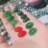 Diamantes soltos 4 pçs/lote natural jade verde gem anel macarrão vermelho oval incrustado pingente pulseira colar gemas nuas