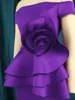 Vestidos casuais vestido de noite roxo para mulheres fora do ombro cintura alta guarnição babados cocktail evento peplum joelho comprimento outfits tamanho grande