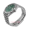 Relógio de pulso masculino de luxo Mecânico Automático nova pulseira de aço inoxidável safira à prova d'água Datejust 41mm Motivo Verde Índice Dial Ouro Branco Moldura Canelada 126334