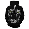 Designer Homens Hoodies Moletons Preto Tigre Hip-Hop Rock Personalizado Caps Padrão Casual Athleisure Esportes Ao Ar Livre Atacado Hoodie Roupas Masculinas Tamanho Grande S-5XL