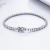 Braccialetti classici da tennis classici da 1521 cm Real 925 Gioielli in argento 2mm 3mm 4mm 5A Zironia Eternal Wedding Luxury Sterling Bracciale in argento