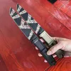 New T4000S Survival Straight Knife N690 Titanium Coating Tiger Pattern Tanto Blade Full Tang Rubber Plastic Handle Fixed Blade Knives with Kydex