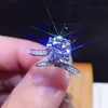 Bijoux bague de mariage femmes ronde Zircon diamant plaqué or blanc bague petite amie étudiant cadeau d'anniversaire