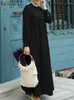 Etnische Kleding Lente Effen Dubai Turkije Hijab Zonnejurk ZANZEA Elegante Vrouwen Lange Mouw Moslim Jurk Islamitische Gewaad Femme Abaya Jurken