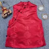 Abbigliamento etnico Design invernale Tang Suit Anno di nascita Rosso Retro Fibbia migliorata Colletto rialzato Gilet da uomo e da donna