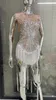 Повседневные платья с серебристыми пайетками и блестящими бриллиантами, длинное мини-платье без рукавов с кисточками, вечернее женское платье для дня рождения
