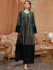 ملابس عرقية تركيا الشتاء المسلمين في المخملية دبي أبايا نساء البرونز التطريز المغربي Kaftan Vestidos Maxi Long