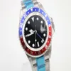 Zegarek mechaniczny mężczyzn 116710 Business Casual Nowoczesne srebrne białe stal ze stali nierdzewnej Blue Red Rim Black Dial 4-Pin Calendar256D