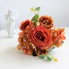 Konstgjord blommor retro Silk Rose Bundle broderad Peony Artificial Silk Artificial Flower Home Decoration Wedding Interior Decoration 240131