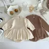 Strampler Infant Baby Mädchen Stricken Kleid Strampler Einfarbig Langarm Overall Koreanische Stil Frühling Herbst Kleidung