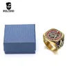 whole Red Enamel Masonic Ring Mens Rhinestone Gold Rings Vintage 316L Stainless Steel masonry CZ Ring Punk Men Jewelry Gif260W