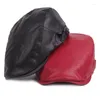 Visors 2024 Winter Warm Simple Solid Color Leather Sboy Hat Pibe Men's Ivy Kabbi Cap