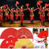 Dekoratif figürinler siyah kırmızı chinoiserie hediyesi Çin tai chi düğün partisi dekor plastik kemik fan katlama sahne yoga