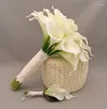 Bröllopsblommor 2024 Bouquet Calla Lily Ivory Artificial Handmade Custom Made Beach för brudtärna Hochzeit