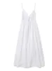 Sexy rückenfreies Midikleid, ärmelloses Kleid mit V-Ausschnitt, modisches Sommerkleid für Damen, kausal, lockeres Strandkleid, Urlaub, weißes langes Kleid 240125
