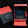Caixas de relógio de luxo vermelho caixa de armazenamento de alta qualidade gato.Com presentes de acessórios de cartão de papéis