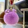 Keychains Kids Gift Real Rex Fur Ball Keychain Ornaments Cute Bowknot Women School Bag Charm Pendant Trinkets Plush Car Keyring Toy