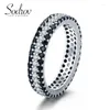 Clusterringe SODROV Damen Schwarzer Ring Trend Gothic Großhandel Zubehör Schmuck für Frauen Braut Hochzeit Band Geschenk