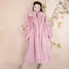 Pele feminina 2024 inverno de alta qualidade do falso casaco de vison luxo longo lapela casaco grosso quente plus size feminino casacos de pelúcia