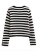 Cardigan tricoté à rayures pour femmes, simple boutonnage, décontracté, basique, assorti avec tout, mode automne 2024, pull court à col rond
