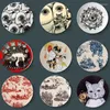 Estatuetas decorativas higuchi yuko placa design japonês adorável prato de gato para decoração de casa bandeja dim sum festa cerâmica arte redonda