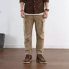 Pantalones para hombres otoño/invierno moda americana vintage pana barril recto multi bolsillo suelto versátil atractivo casual