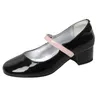 SURES BUTS LOVIRS Silver Mary Jane Ballet Pumps Block Obcasy 4 cm okrągłe palec wypoczynkowy rozmiar 34-43