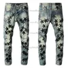 Designer-Hip-Hop-Jeans für Herren, modisch, Reißverschluss, Lochwaschung, Retro-zerrissenes Faltendesign, Motorradfahren, coole, schmale Hose, lila Jeans für Damen 28–40