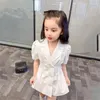 Vestidos para niña, vestido de traje a la moda para niña, ropa que combina con todo, estilo británico, hermoso vestido de manga corta para fiesta 2024