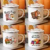Mugs Pumpkin Drinking Coffee Mug Thanksgiving Enamel Chocolate Milk Handle Cups Farm Party Gifts For Family Friend Lover