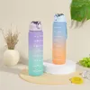 Water Bottles 750ML Portable Bottle Motivational Outdoor Sport With Time Marker Reusable Plastic Cups Drink