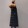 Women's Trench Coats 2024 Large Size Cotton Coat Mid-length Fashion Loose Fit Over The Knee LongFurCollar Winter