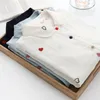 Women's Blouses Spring Women Double-layer Cotton Shirts Full Sleeve Heart Printed Loose Casual Soft Blouse Office Lady Work Wear Top T34503X