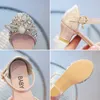 Girl Leather Shoes Girl Princess Shoes Kid Crystal Shoe High Heel Single Shoes Dance Sandals Kid Shoes Girls Shoes Mary Jane 240129