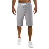 Calças masculinas ajuste cordão verão shorts masculino sólido casual clássico elástico na cintura bolsos simples carga pantalones