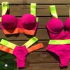 Mulheres Swimwear BLESSKISS sexy push up bikini 2023 mulheres maiô tanga corte neon bandagem brasileiro maiô biquíni conjunto j240131