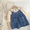 Robes de fille Ensemble de robe pour filles Denim Casual All-match Robe d'été et chemisier deux pièces Version coréenne Mode Rétro Vêtements pour enfants